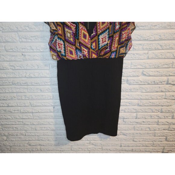 Nicole Miller Womens Dress 18W Plus Sheath Flutter Sleeve Black GEO5E - Picture 3 of 11